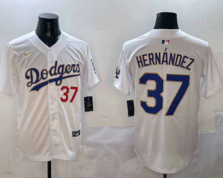 Men's Los Angeles Dodgers Teoscar Hernandez #37 White Jersey