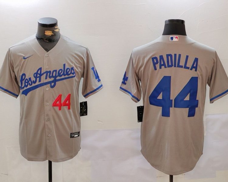 Men's Los Angeles Dodgers Vicente Padilla #44 Gray Alternate Jersey