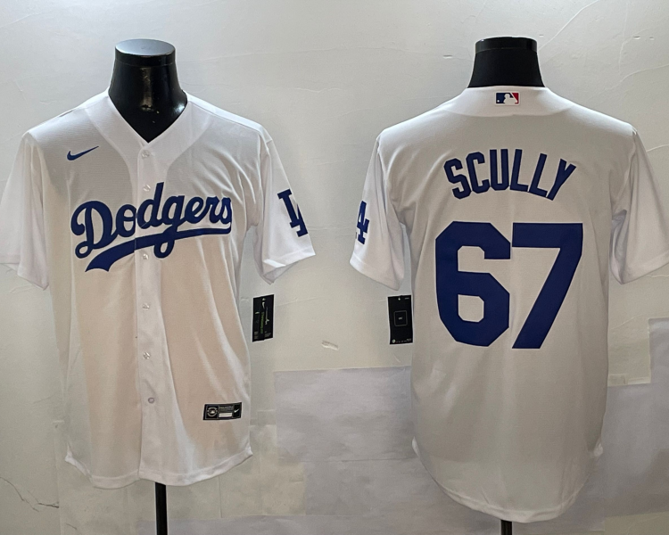 Men's Los Angeles Dodgers Vince Scully #67 White Home Jersey