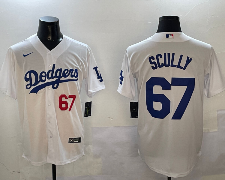 Men's Los Angeles Dodgers Vince Scully #67 White Home Limited Jersey