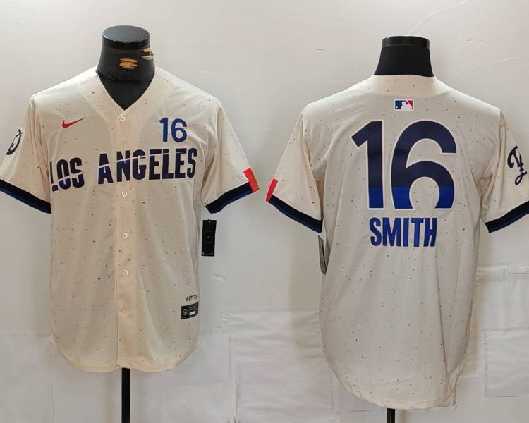 Men's Los Angeles Dodgers Will Smith #16 Cream 2024 City Connect Jersey