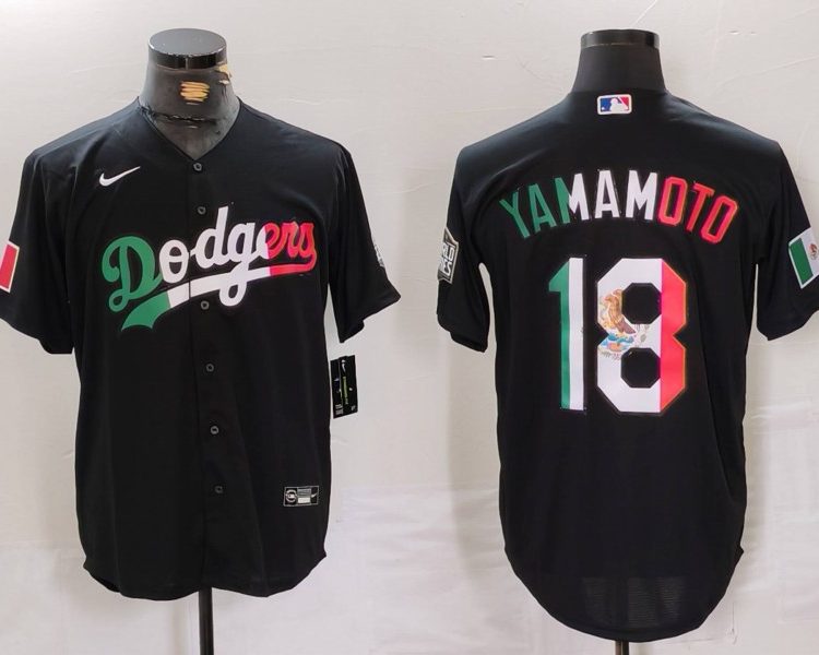 Men's Los Angeles Dodgers Yoshinobu Yamamoto #18 Black Jersey