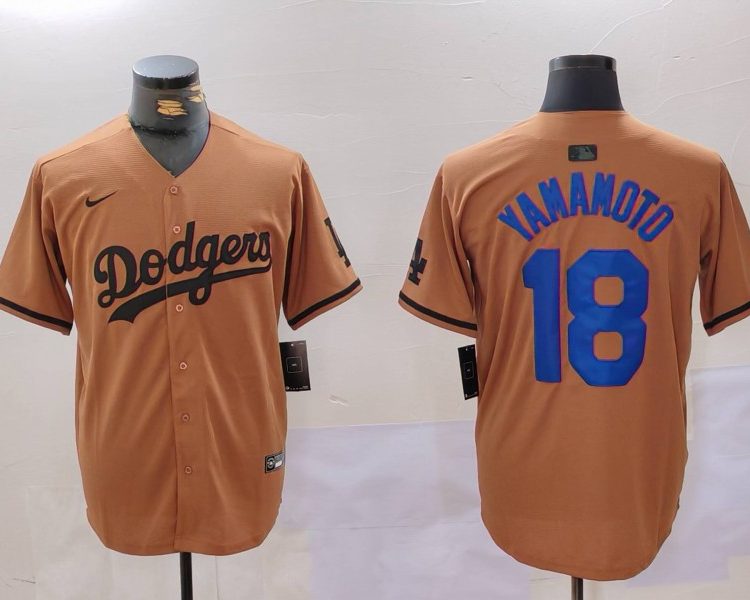 Men's Los Angeles Dodgers Yoshinobu Yamamoto #18 Brown Jersey