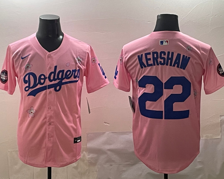 Men's Los Angeles Dodgers Clayton Kershaw #22 Pink Jersey