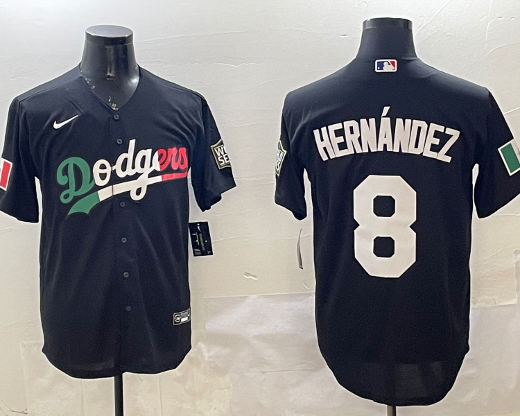 Men's Los Angeles Dodgers Enrique Hernandez #8 Black Jersey