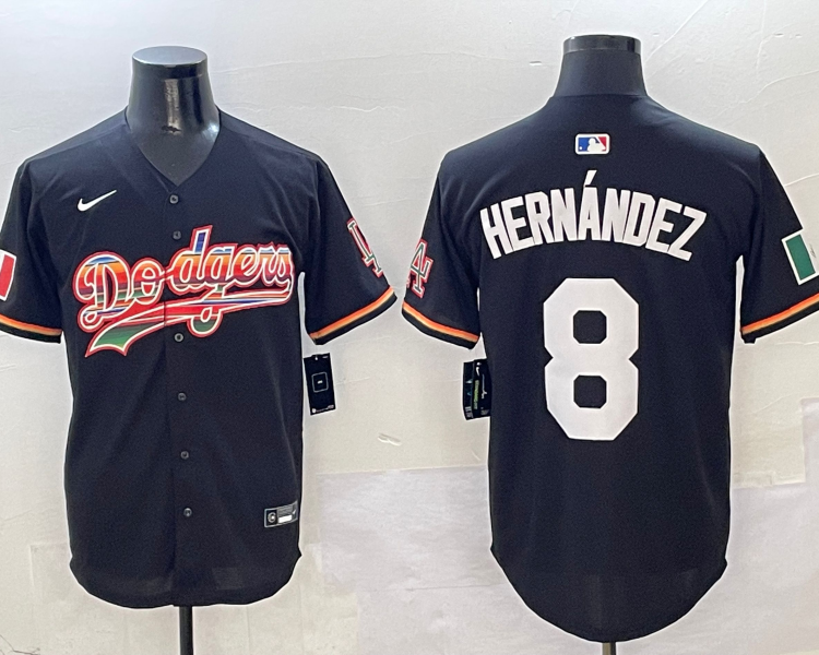 Men's Los Angeles Dodgers Enrique Hernandez #8 Black Team Jersey