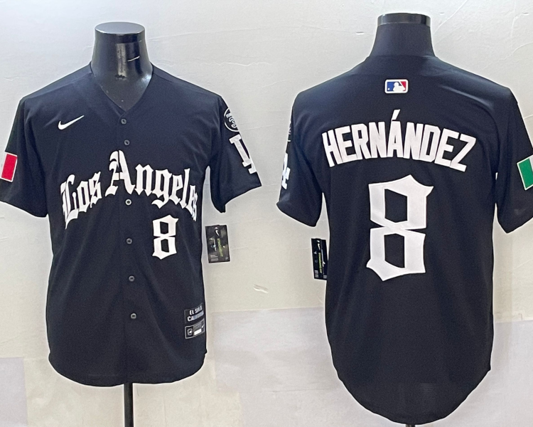 Men's Los Angeles Dodgers Enrique Hernandez #8 Black Team Jersey