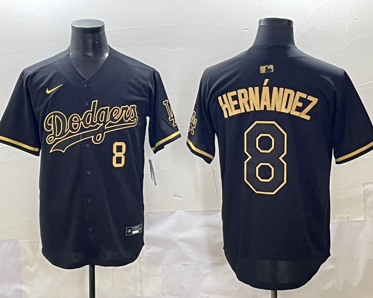 Men's Los Angeles Dodgers Enrique Hernandez #8 Black Team Jersey