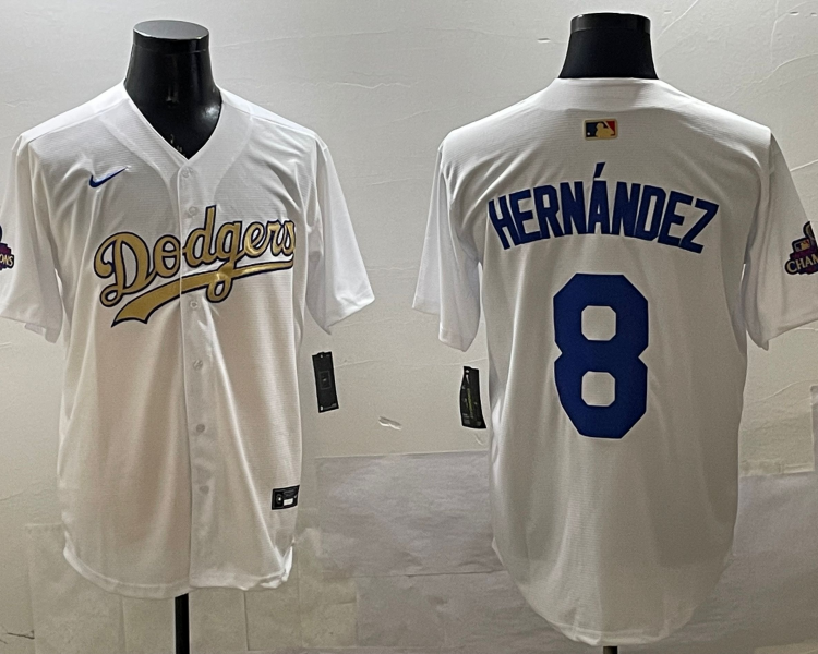 Men's Los Angeles Dodgers Enrique Hernandez #8 White Jersey