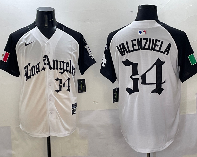 Men's Los Angeles Dodgers Fernando Valenzuela #34 White Team Jersey