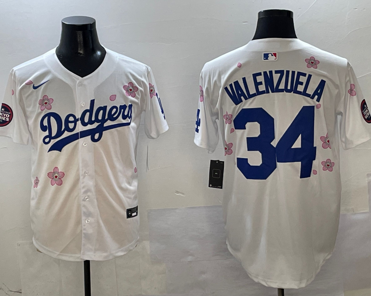 Men's Los Angeles Dodgers Fernando Valenzuela White Jersey