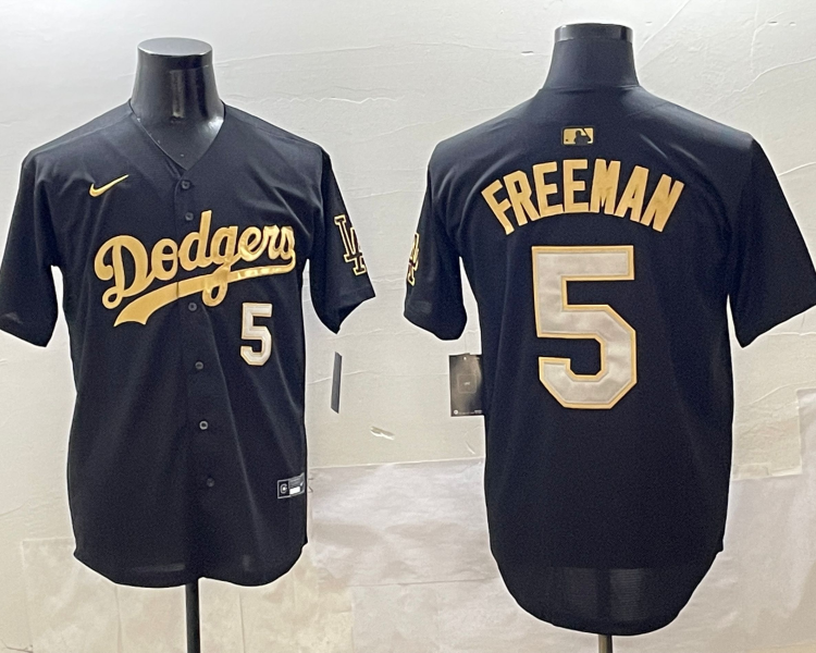 Men's Los Angeles Dodgers Freddie Freeman #5 Black Team Jersey