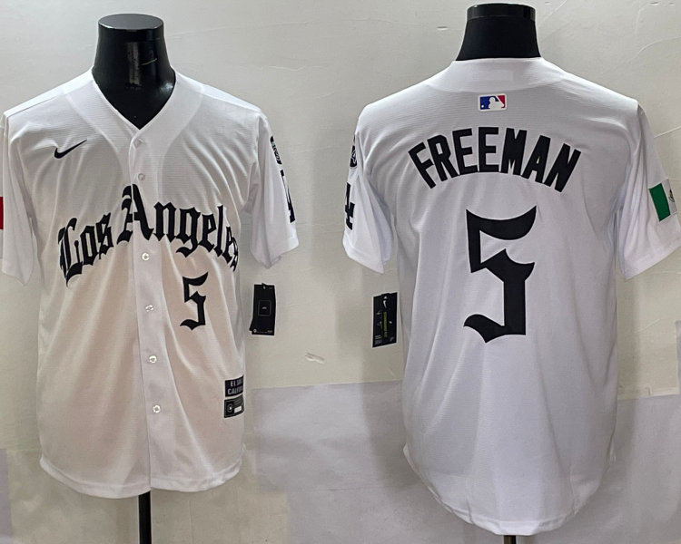 Men's Los Angeles Dodgers Freddie Freeman #5 White Team Jersey