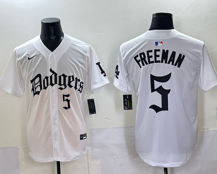 Men's Los Angeles Dodgers Freddie Freeman #5 White Team Jersey