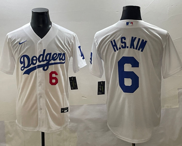 Men's Los Angeles Dodgers Hyeseong Kim #6 White Home Limited Jersey