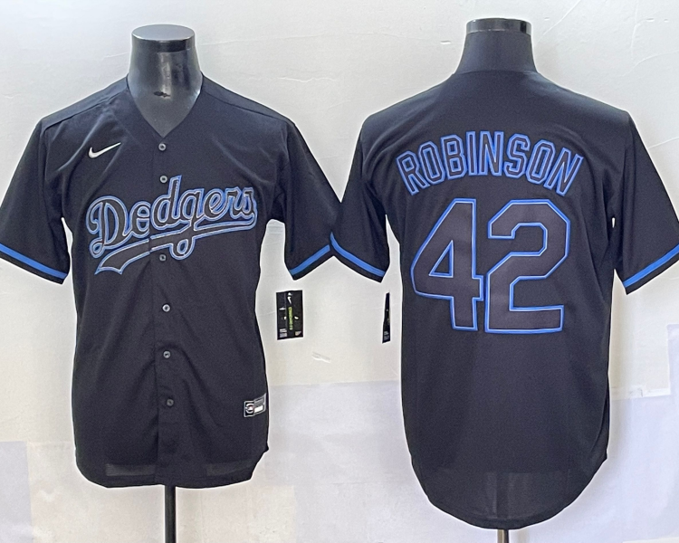 Men's Los Angeles Dodgers Jackie Robinson #42 Black Team Jersey