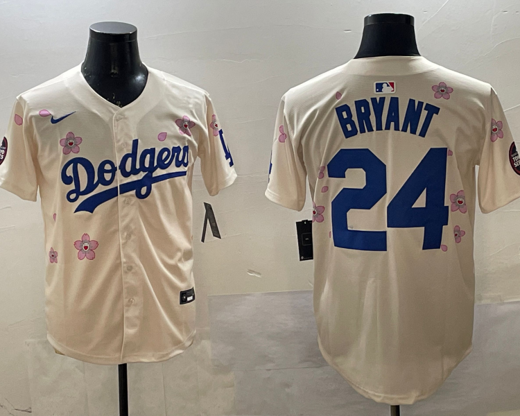 Men's Los Angeles Dodgers Kobe Bryant #24 Cream Alternate Jersey