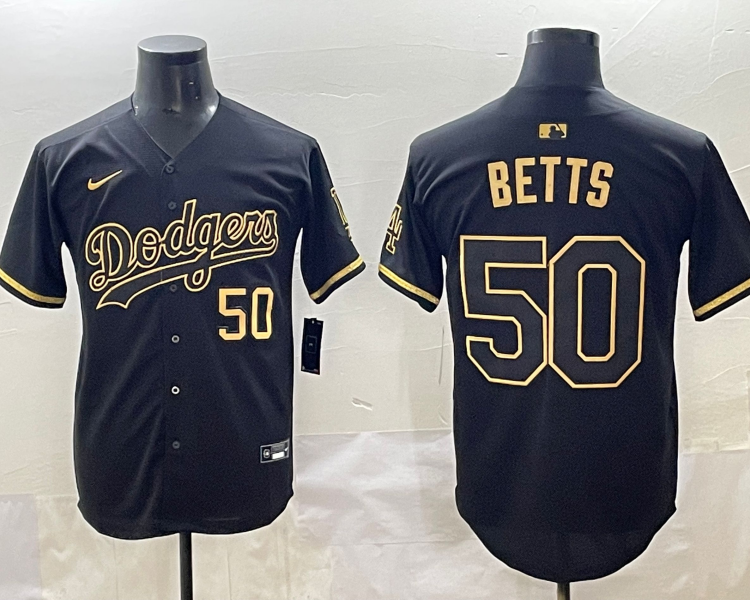 Men's Los Angeles Dodgers Mookie Betts #50 Black Team Jersey