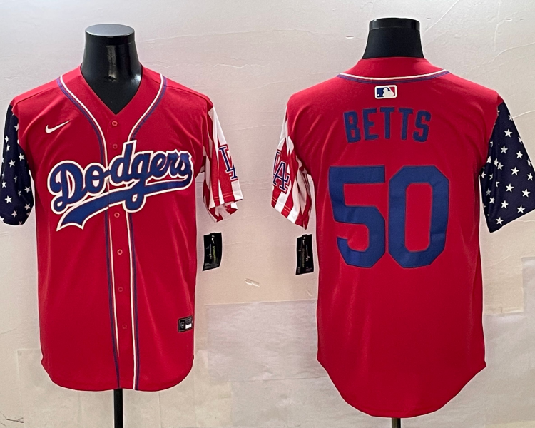 Men's Los Angeles Dodgers Mookie Betts #50 Red Jersey