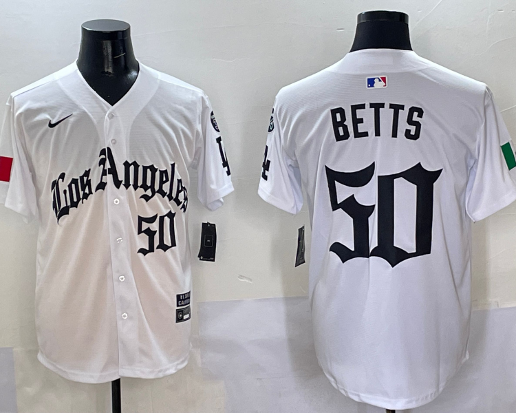 Men's Los Angeles Dodgers Mookie Betts #50 White Jersey