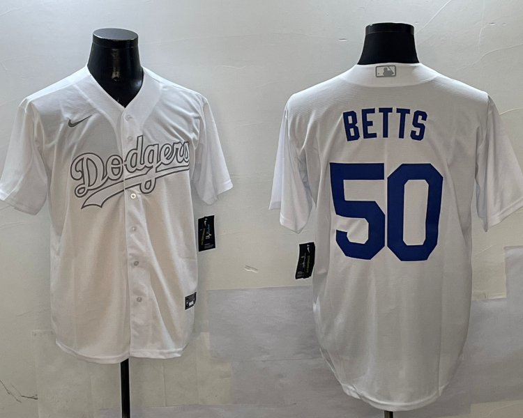 Men's Los Angeles Dodgers Mookie Betts #50 White Jersey