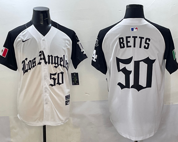 Men's Los Angeles Dodgers Mookie Betts #50 White Jersey