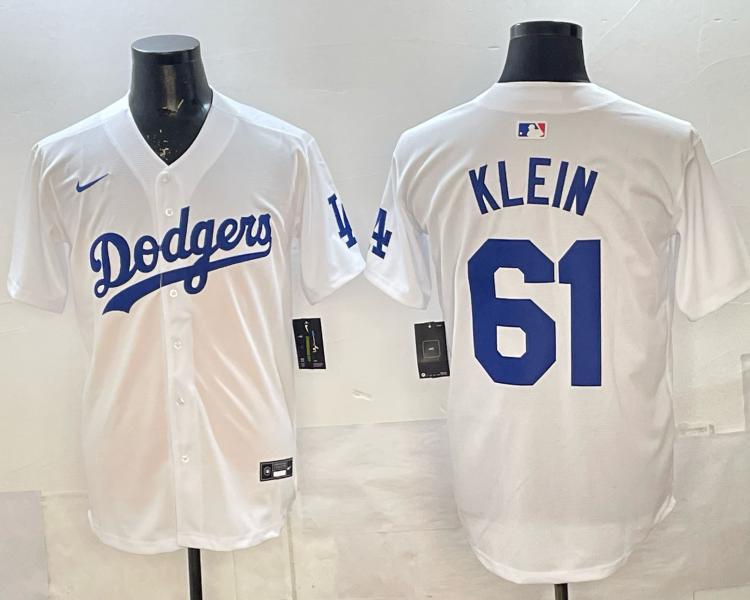Men's Los Angeles Dodgers Rylan Klein #61 White Limited Jersey