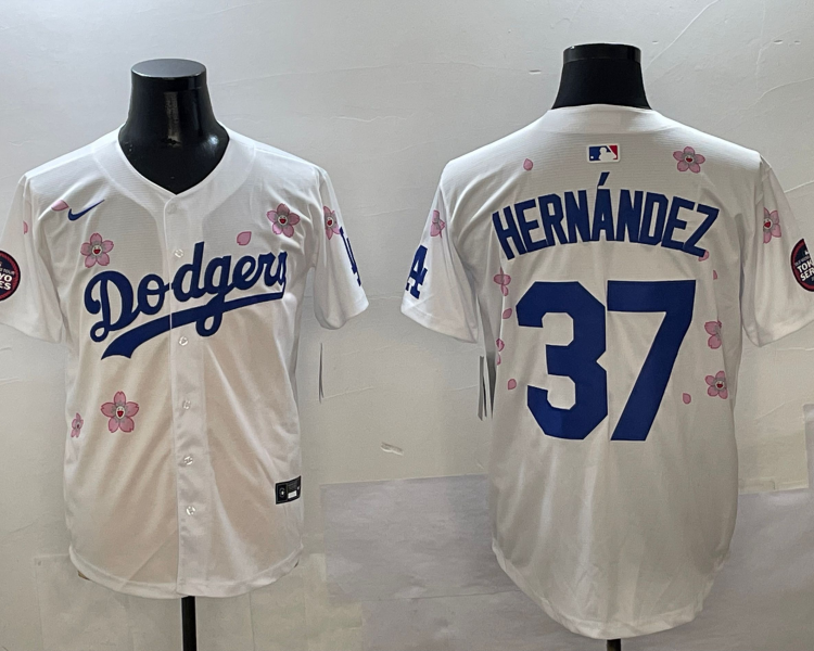 Men's Los Angeles Dodgers Teoscar Hernandez #37 White Jersey