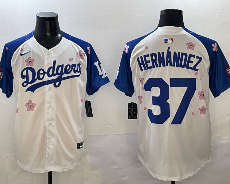 Men's Los Angeles Dodgers Teoscar Hernandez #37 White Jersey