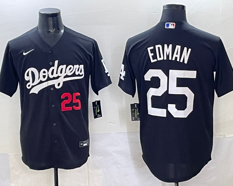 Men's Los Angeles Dodgers Tommy Edman #25 Black Alternate Jersey