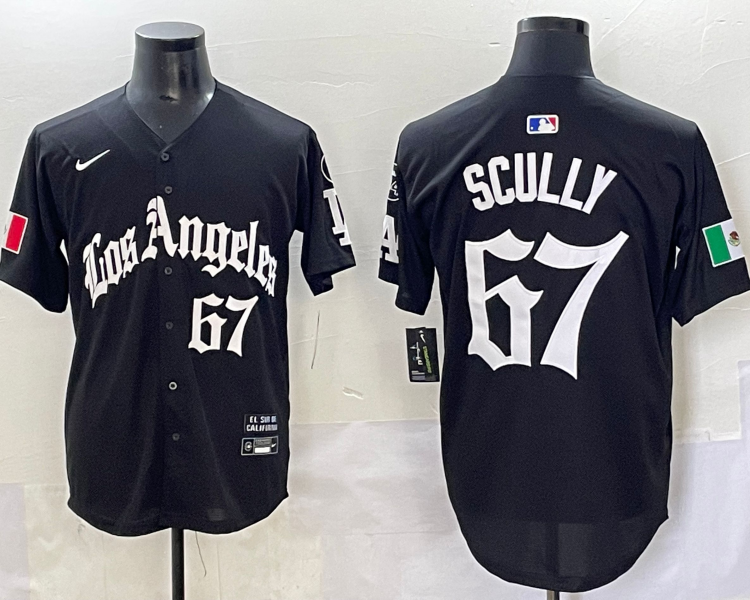 Men's Los Angeles Dodgers Vince Scully #67 Black Limited Jersey