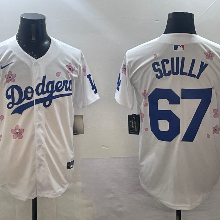 Men's Los Angeles Dodgers Vince Scully #67 White Jersey