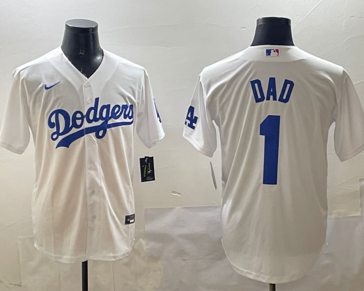 Men's Los Angeles Dodgers White #1 Dad Jersey