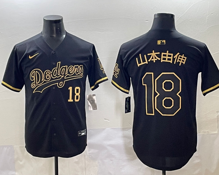 Men's Los Angeles Dodgers Yoshinobu Yamamoto #18 Black Team Jersey