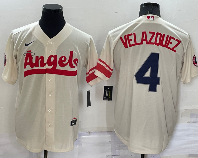 Men's Los Angeles Angels Andrew Velazquez #4 Cream City Connect Jersey
