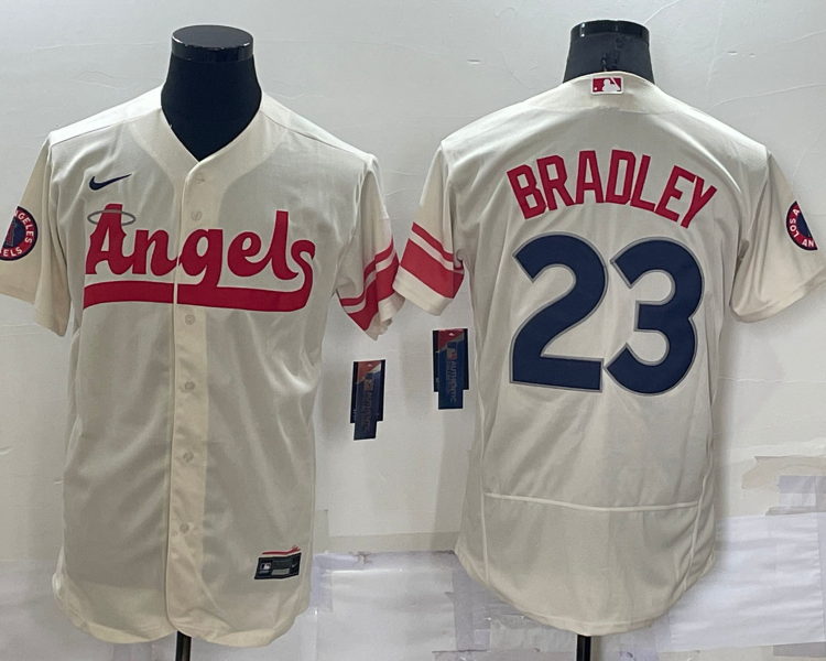 Men's Los Angeles Angels Archie Bradley #23 Beige Stitched Jersey