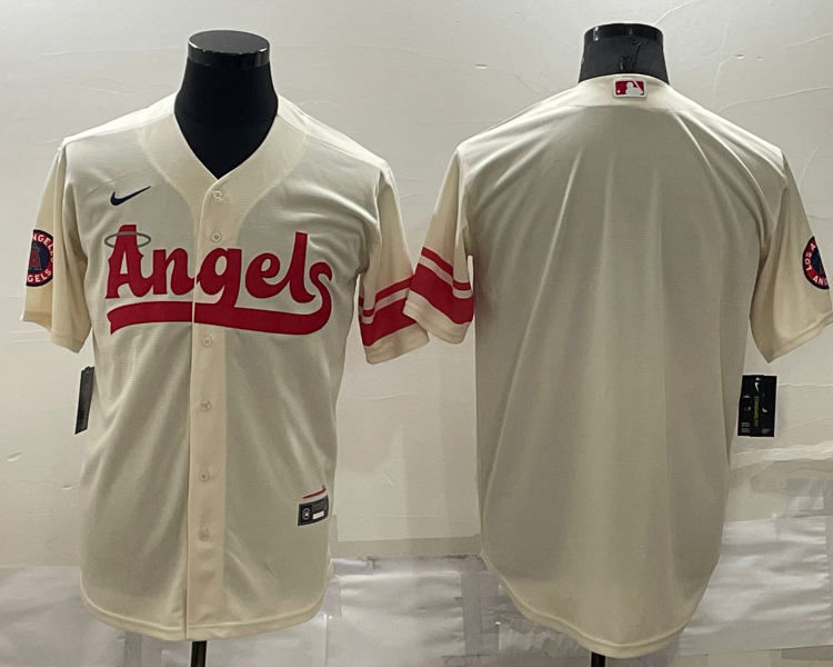 Men's Los Angeles Angels Cream 2022 City Connect Team Blank Jersey
