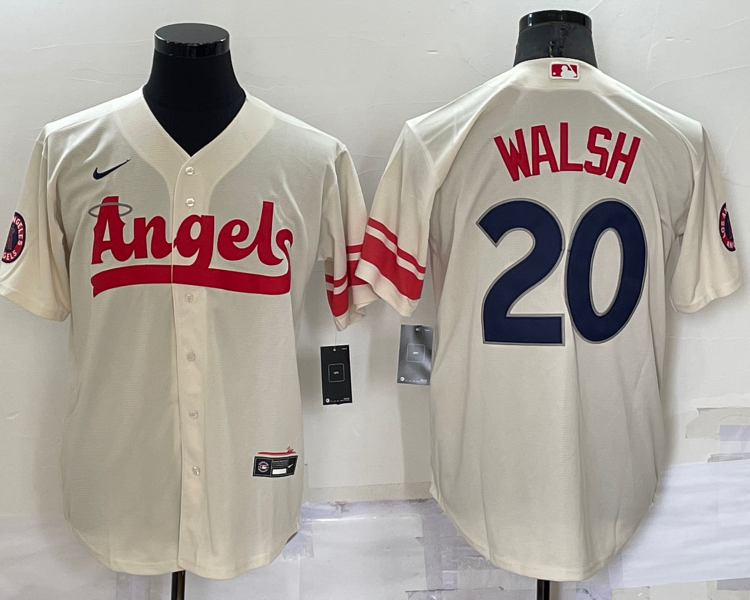 Men's Los Angeles Angels Jared Walsh #20 Cream City Connect Jersey