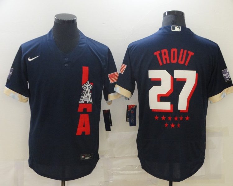 Men's Los Angeles Angels Mike Trout #27 ALL STAR Navy Jersey