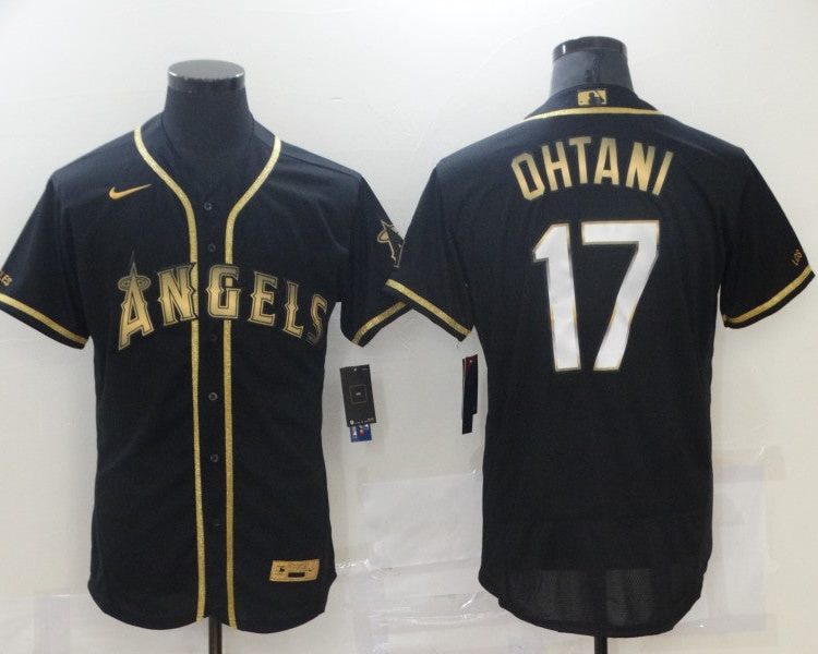 Men's Los Angeles Angels Shohei Ohtani #17 Black Sewn Jersey