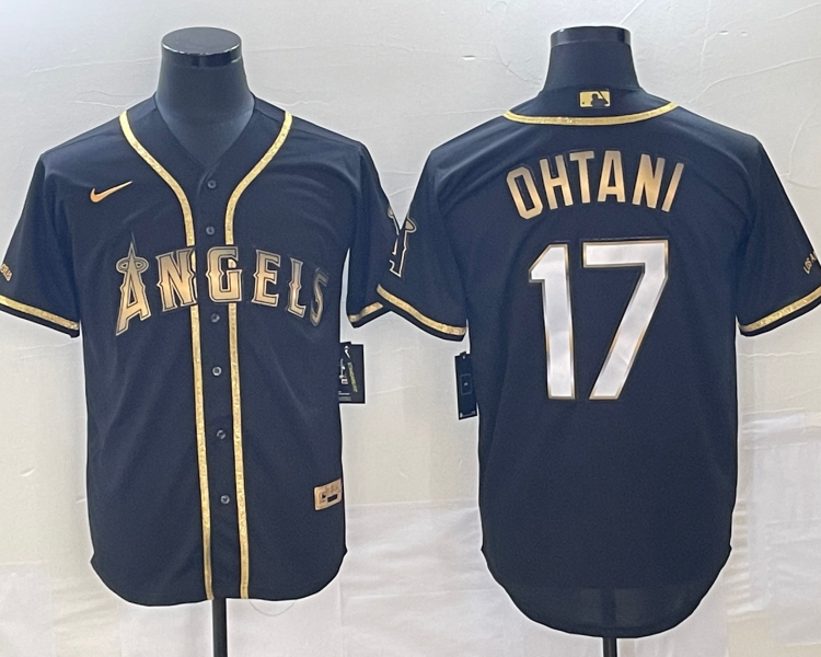 Men's Los Angeles Angels Shohei Ohtani #17 Black Sewn Jersey