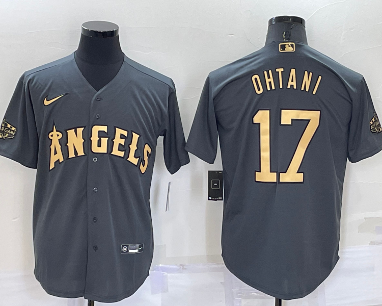 Men's Los Angeles Angels Shohei Ohtani #17 Gray Stitched Jersey
