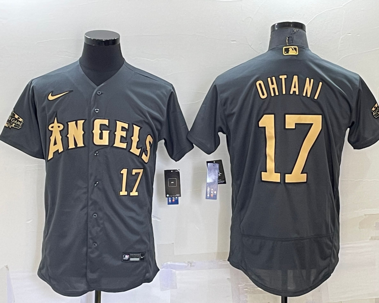 Men's Los Angeles Angels Shohei Ohtani #17 Gray Stitched Jersey