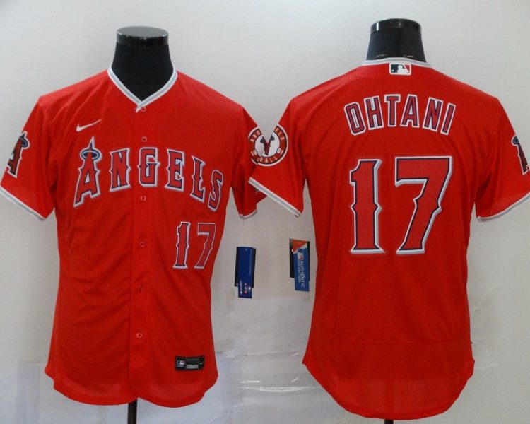 Men's Los Angeles Angels Shohei Ohtani #17 Red Sewn Jersey