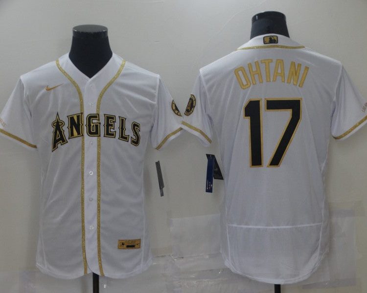 Men's Los Angeles Angels Shohei Ohtani #17 White Sewn Baseball Jersey