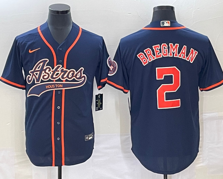 Men's Houston Astros Alex Bregman #2 Navy Jersey Joint Edition