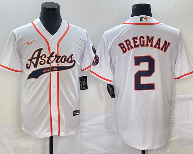 Men's Houston Astros Alex Bregman #2 White Jersey Joint Edition