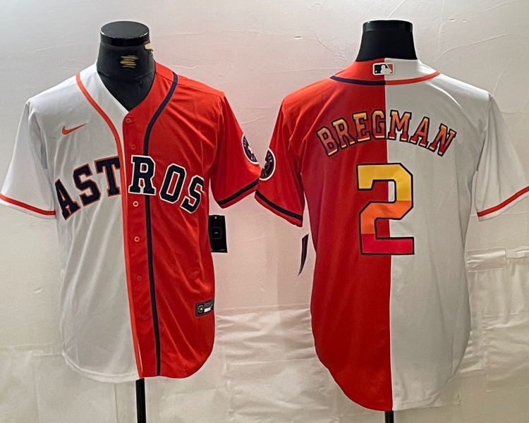 Men's Houston Astros Alex Bregman #2 White/Orange Jersey
