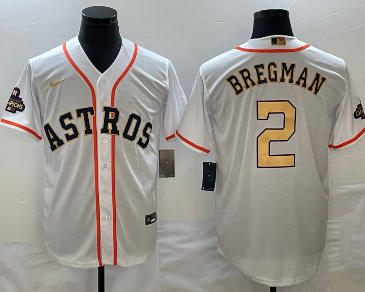 Men's Houston Astros Alex Bregman Nike White/Gold 2023 Gold Collection Jersey