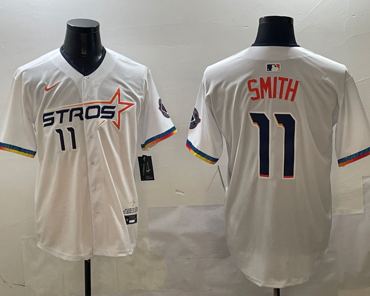 Men's Houston Astros Cam Smith #11 White 2025 City Connect Limited Jersey
